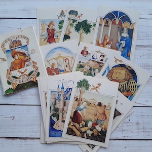 Charles Perrault Der gestiefelte Kater auf Vintage Postkarten Set von 16 Stück - Kinderpostkarten mit Illustrationen von Tieren aus Märchen