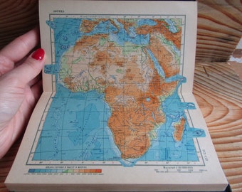 Vintage Atlas der Welt - Alte Weltkarte -Sowjetische Landkarte von Europa Amerika Australien UDSSR-Sowjetische politische physische Weltkarte