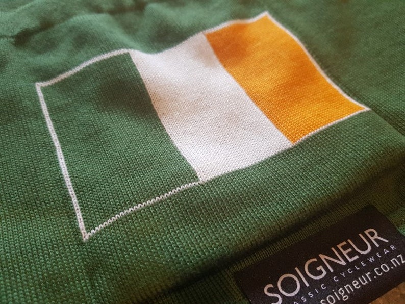 Sean Kelly Merino Wool Cycling Jersey Irish Flag