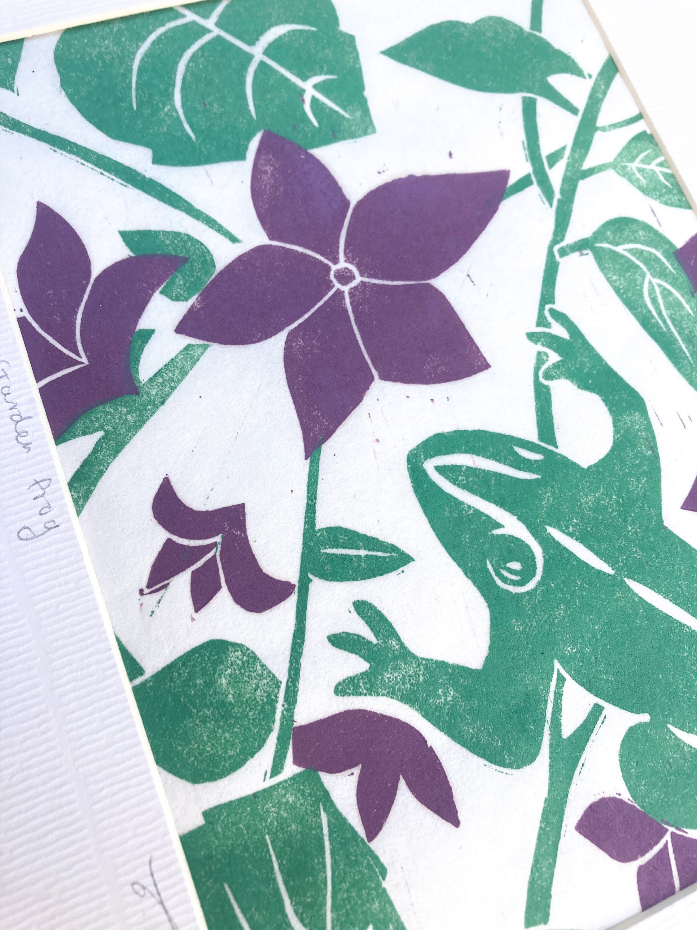 Frog Lino Print, Linocut, Wall Print, Original Print, Hand Printed, A4 ...
