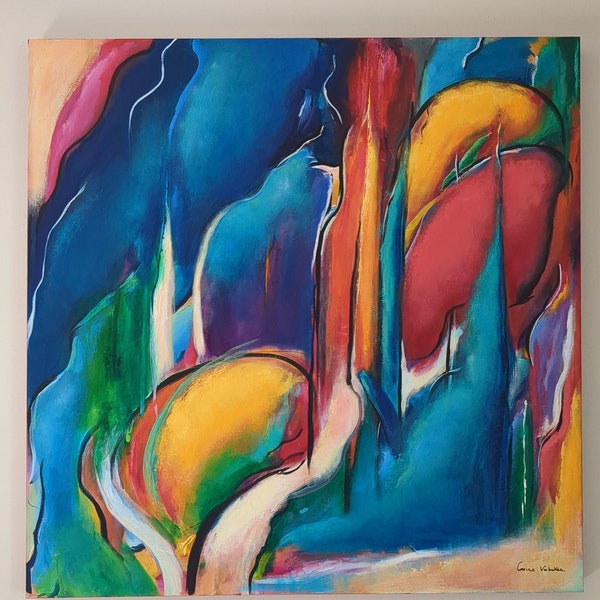 Tableau en peinture abstrait Acrylique (Grand Format).   80x80 cm