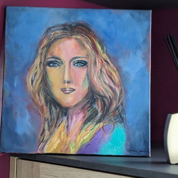 Celine Dion Portrait in painting 40x40 cm