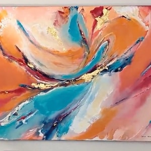 Abstract schilderij (formaat) 81x65cm in acrylverf