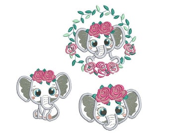 Cute Elephants Embroidery Designs Embroidery Machine Applique Digital Download