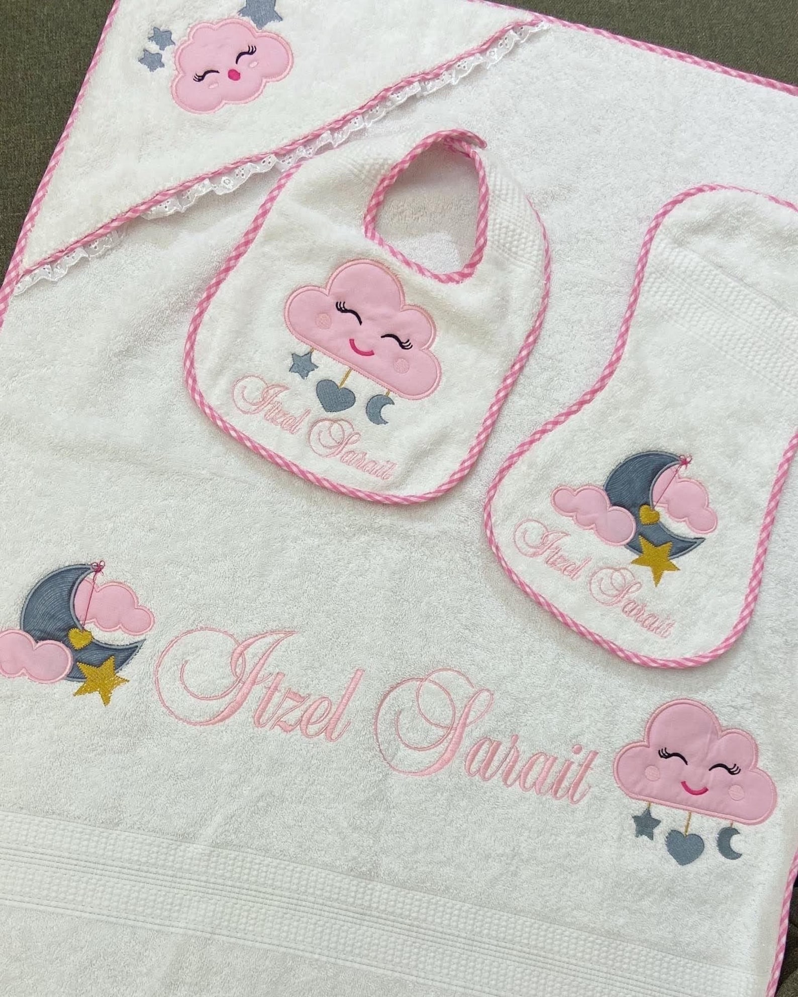 Personalized baby hooded towel set with towel bib and small Etsy