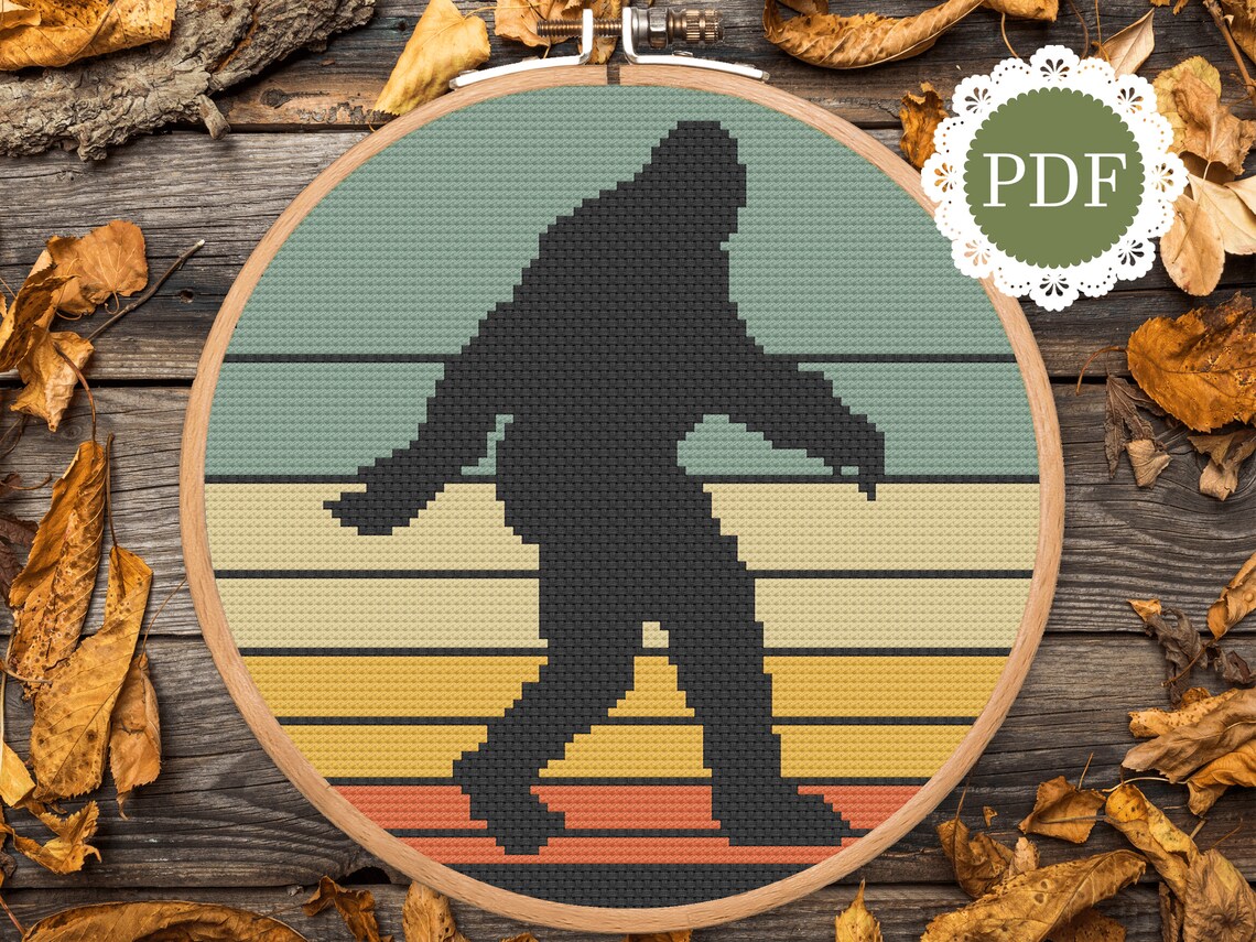 70's Retro Bigfoot Silhouette Cross Stitch Pattern: Easy | Etsy