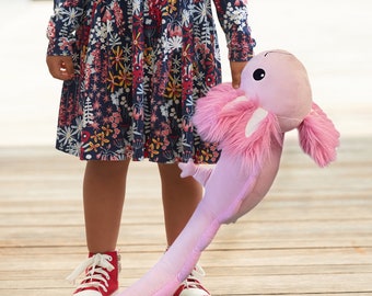 Adorable peluche axolotl lestée de 4 lb - 30 pouces de long, réaliste, lestée et rose ! Un compagnon parfait pour les câlins