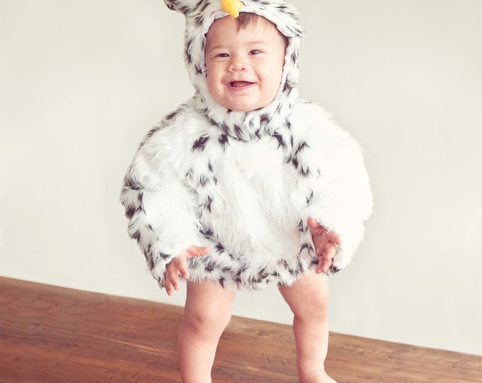Baby Snowy Owl Costume: Lined Plush Bird Outfit
