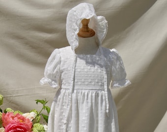 Lace Baby Dress, Vintage Style Cotton Baptism Gown
