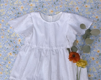 White Spring Florals Dress & Bonnet