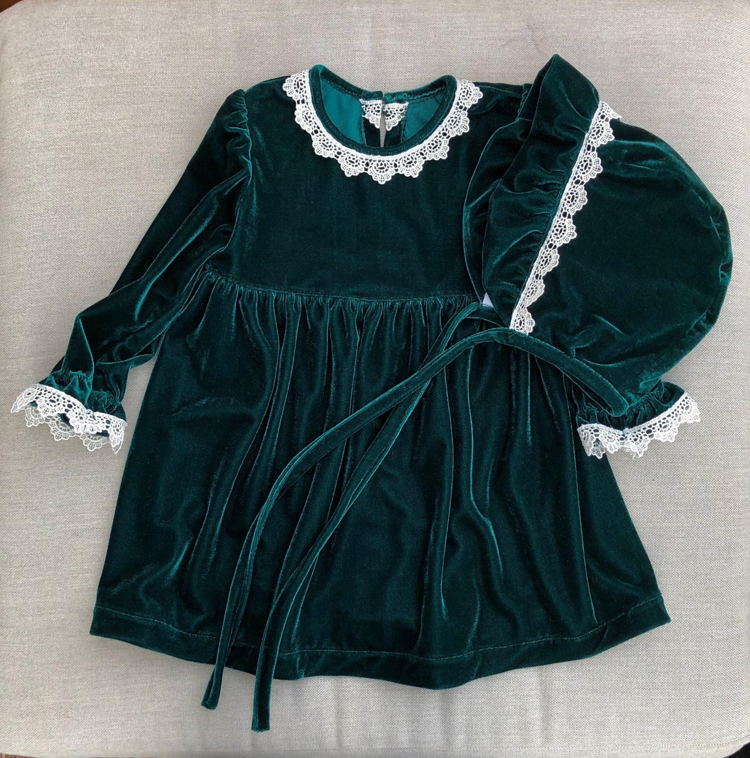 Dark Green Baby Girl Dress Etsy