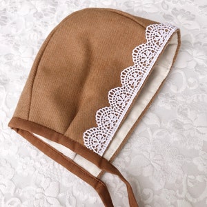 Autumn Brown Bonnet & Light Purple Velvet Bonnet