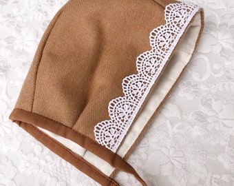 Autumn Brown Bonnet & Light Purple Velvet Bonnet