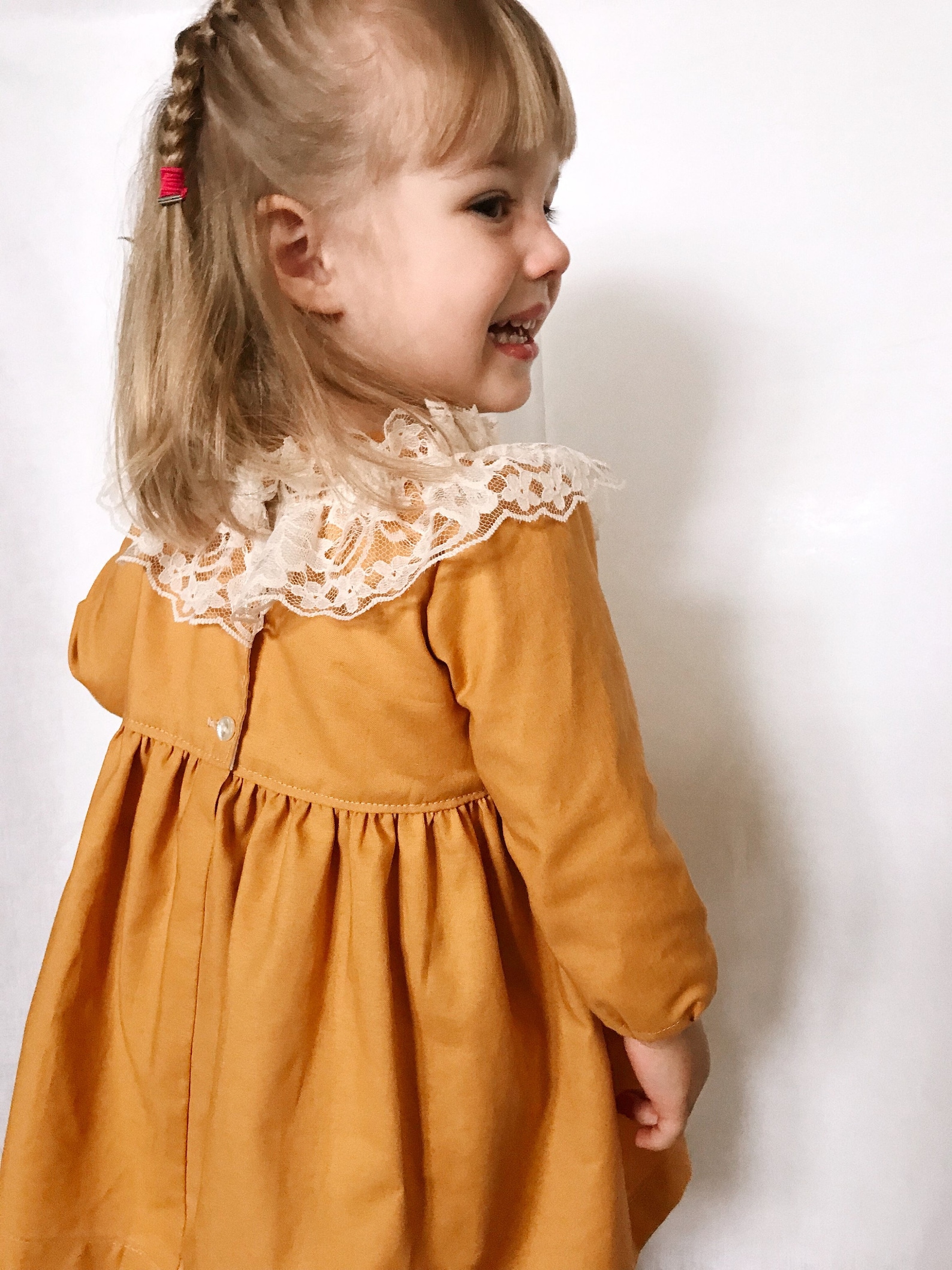Mustard Yellow/ Vintage/ Cotton Dress & Bonnet With Lace - Etsy