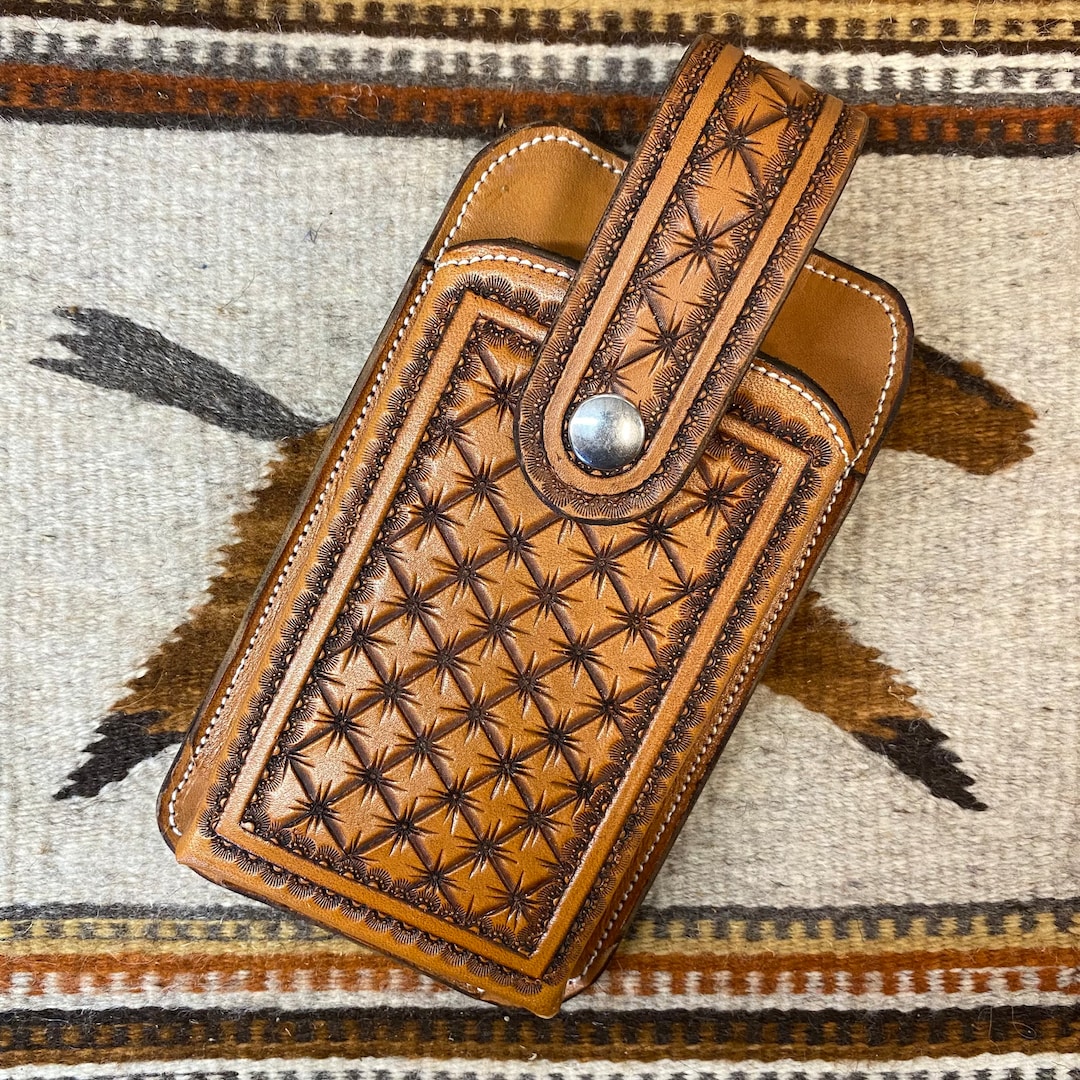 Handmade Leather Smartphone Holster, Cell Phone Holster With Belt Clip