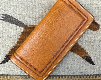 Genuine Leather Checkbook Cover, Trappers Wallet, Ropers Wallet, Long Wallet, Tooled Checkbook Cover