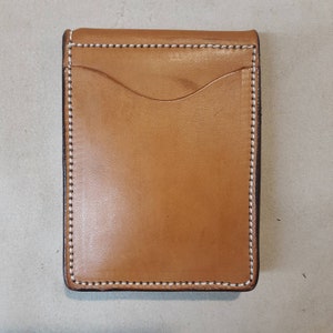 Cartera de cuero genuino, 6 bolsillos, bolsillo frontal, línea delgada, clip para billetes