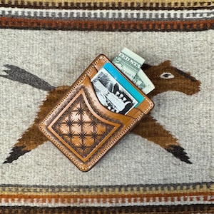 Cartera de cuero genuino, con clip magnético para dinero y clip para cinturón.