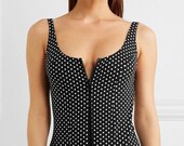Lisa Marie Fernandez Jasmine Polka Dot Zipper Bonded Neoprene Swimsuit One-Piece - S M, SOLD OUT