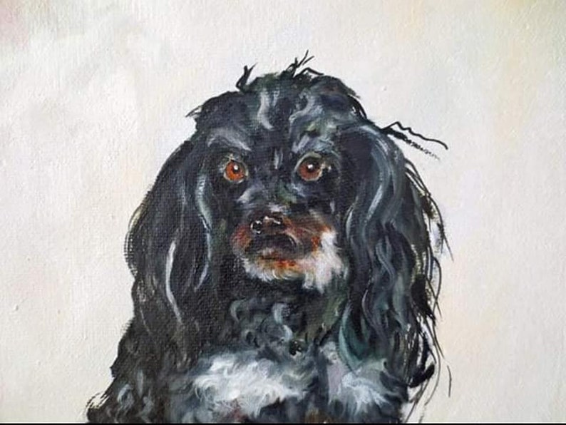 Cocker Spaniel Cavalier Acrylic Original Painting vintage /& signed!