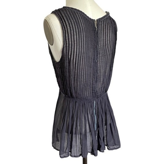 Vintage 50s Navy Blue Sheer Sailor Pleated Sleeve… - image 5