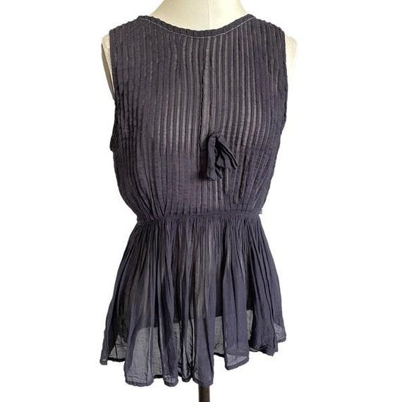 Vintage 50s Navy Blue Sheer Sailor Pleated Sleeve… - image 2