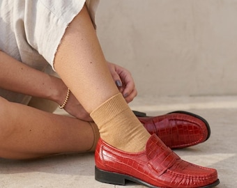 Vintage 90s Wannabe by Patrick Cox Red Croc Leather Loafers - 38.5 / 7.5-8US