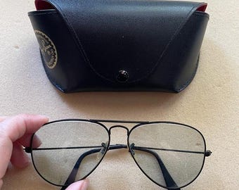 ヴィンテージ B&L Ray Ban ブラック ラージ アビエーター サングラス - 58-14、アメリカ製