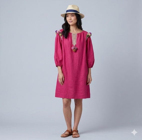 hot pink boho dress Flattering Lace Inserted Asymmetric Maxi Dress in Hot Pink