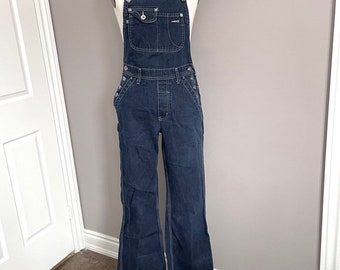 Vintage Silver Jeans Dark Wide Flared Leg Bib Overalls - XS/S