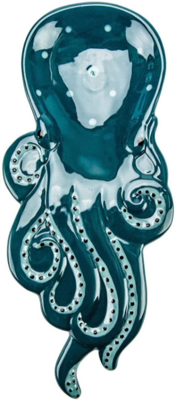 Nautical Blue And White Sea Octopus Ceramic Kitchen Utensil Holder Spoon Rest Nautical Blue And White Sea Octopus Ceramic Kitchen Utensil Holder Spoon Rest