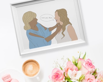 Custom Mother's Day Portrait, Gift for Her, Grandmother, Mother's Day Gift, Hand Drawn Portrait, Happy Mother's Day, I Love You Mom, Grandma