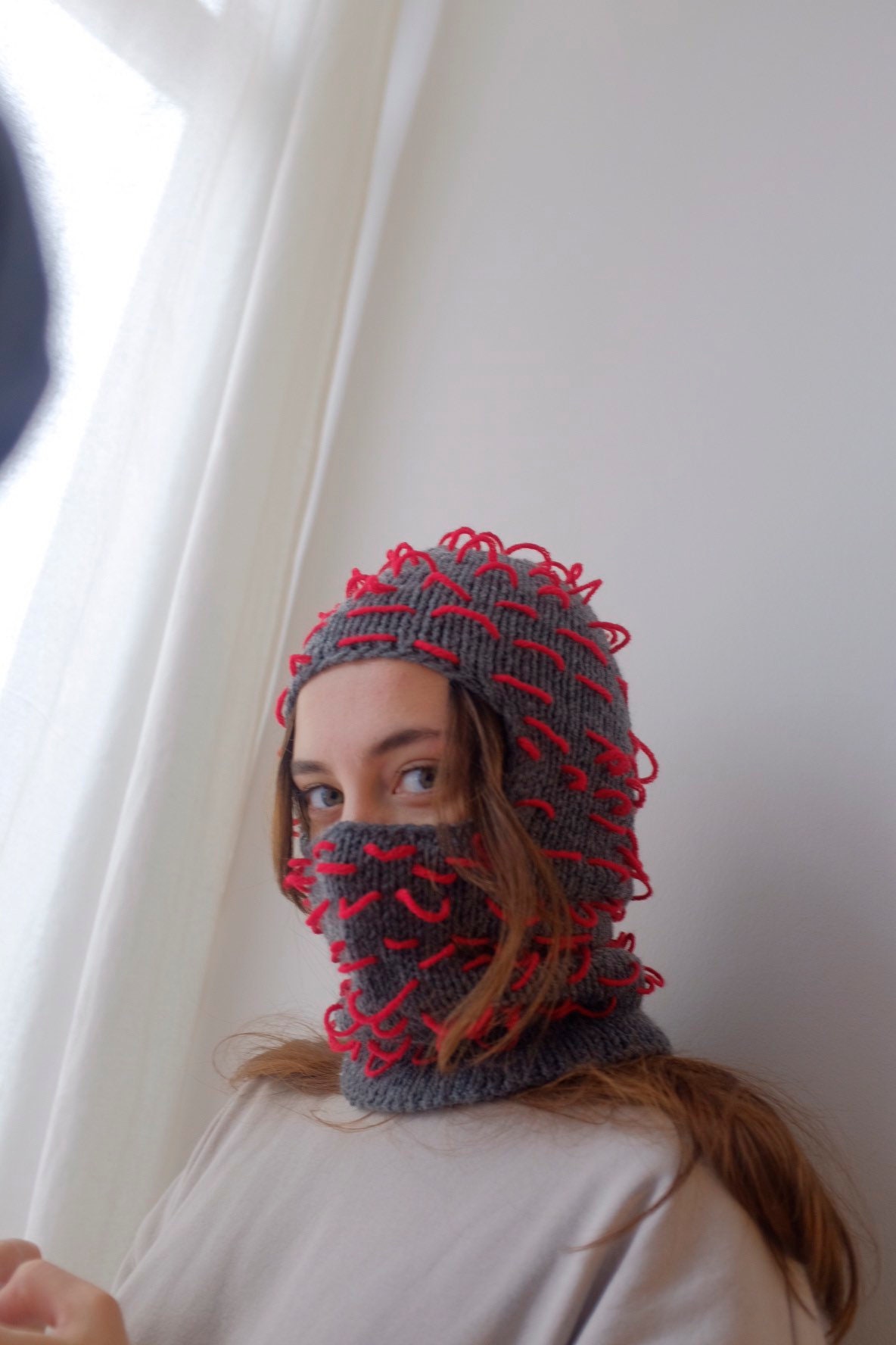 Hand Knitted Balaclava Winter Hat Face Mask Etsy