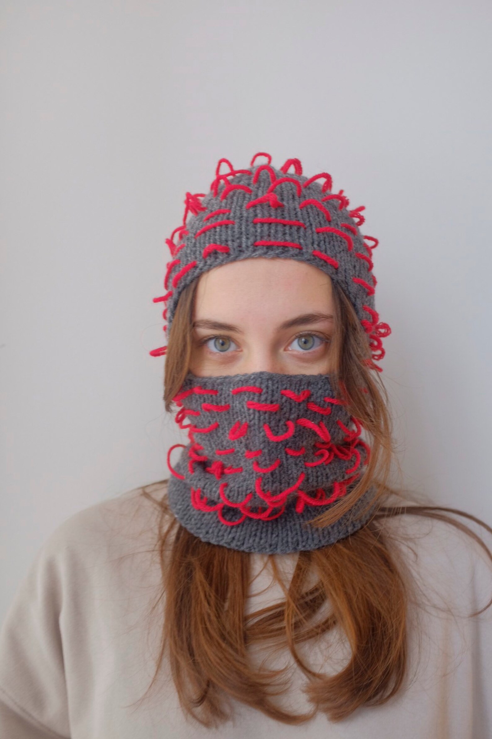Hand Knitted Balaclava Winter Hat Face Mask Etsy