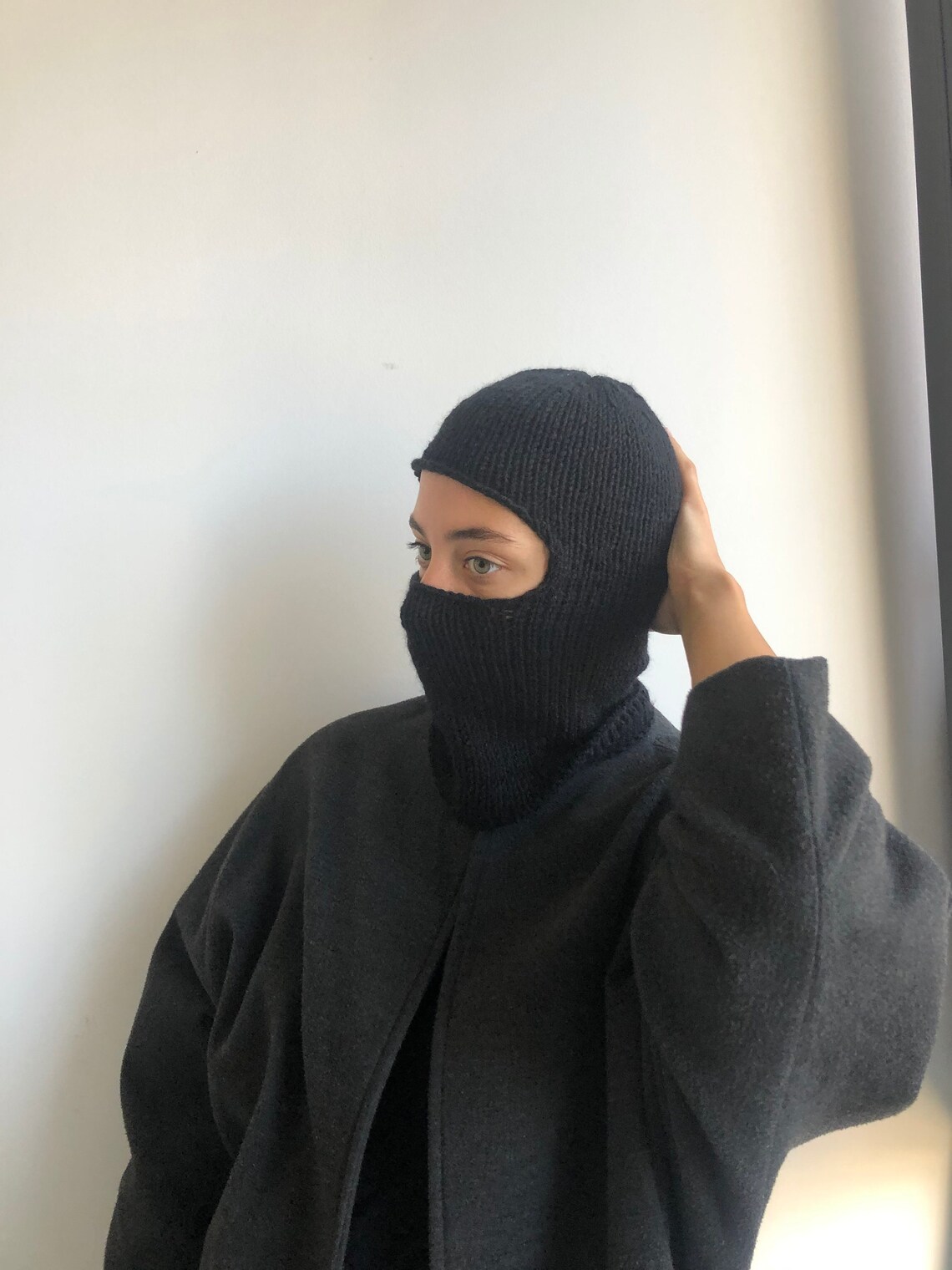 Hand knitted Balaclava Winter Hat face mask Etsy