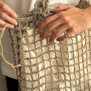 Crochet market bag, raffia bag, crochet tote bag, raffia shoulder bag