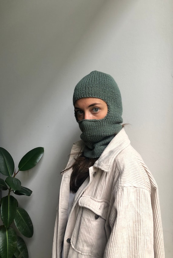 Hand-knitted Wool Balaclava Hat, Face Mask, Winter Full Face Mask