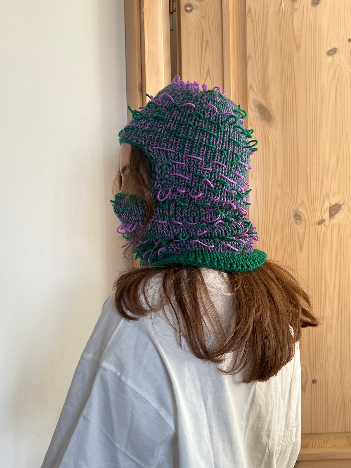 Hand Knitted Balaclava Winter Hat Face Mask Etsy