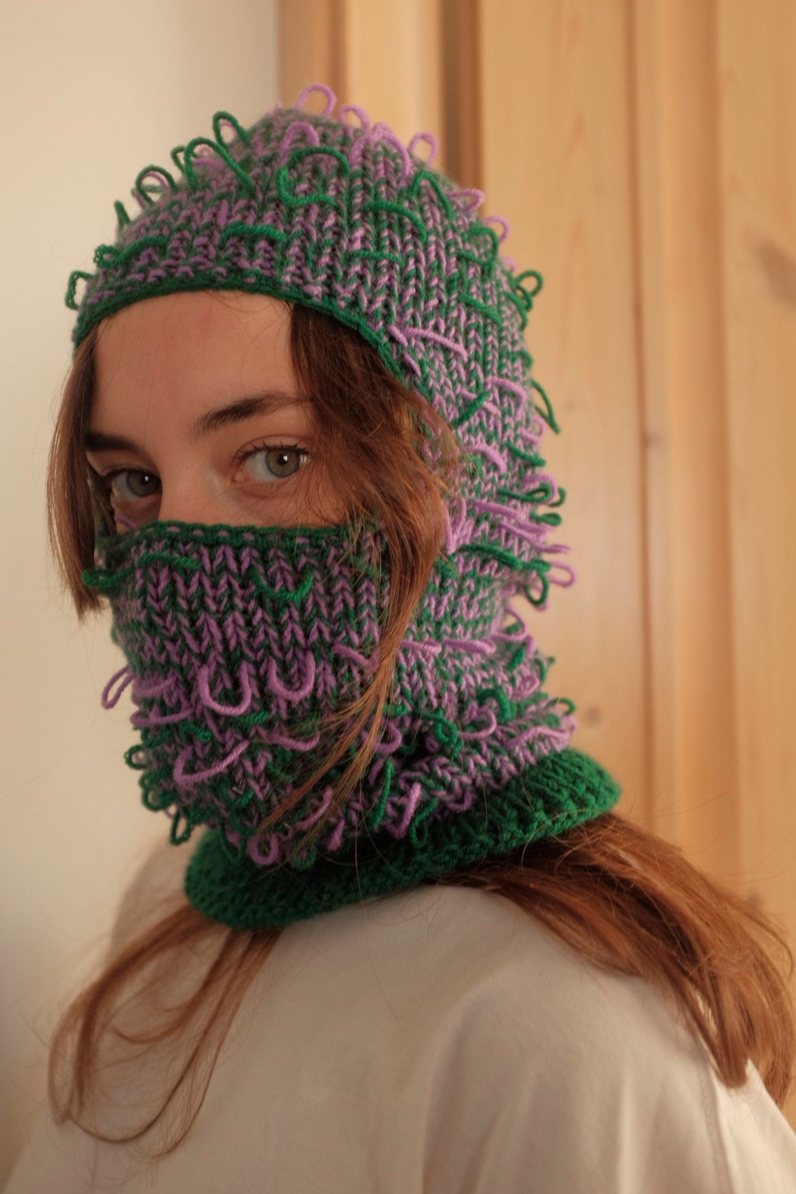 Hand Knitted Balaclava Winter Hat Face Mask Etsy