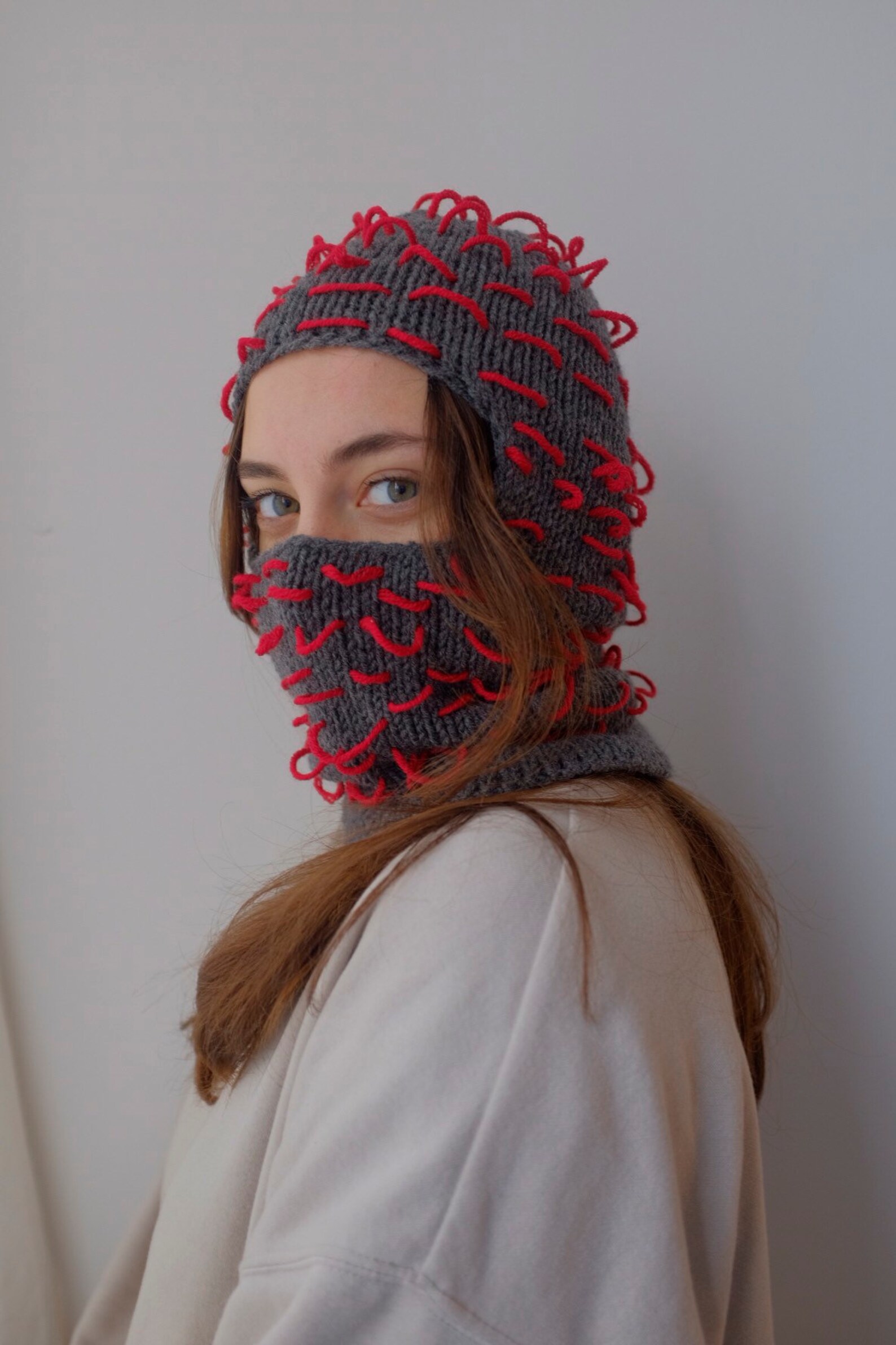 Hand Knitted Balaclava Winter Hat Face Mask Etsy