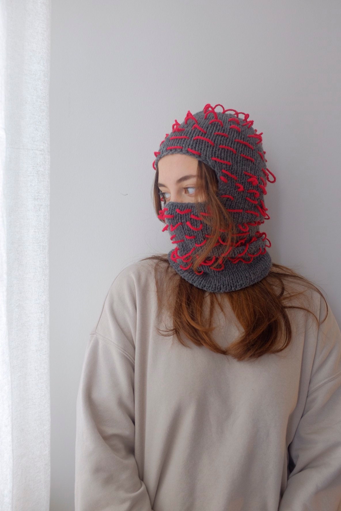 Hand Knitted Balaclava Winter Hat Face Mask Etsy
