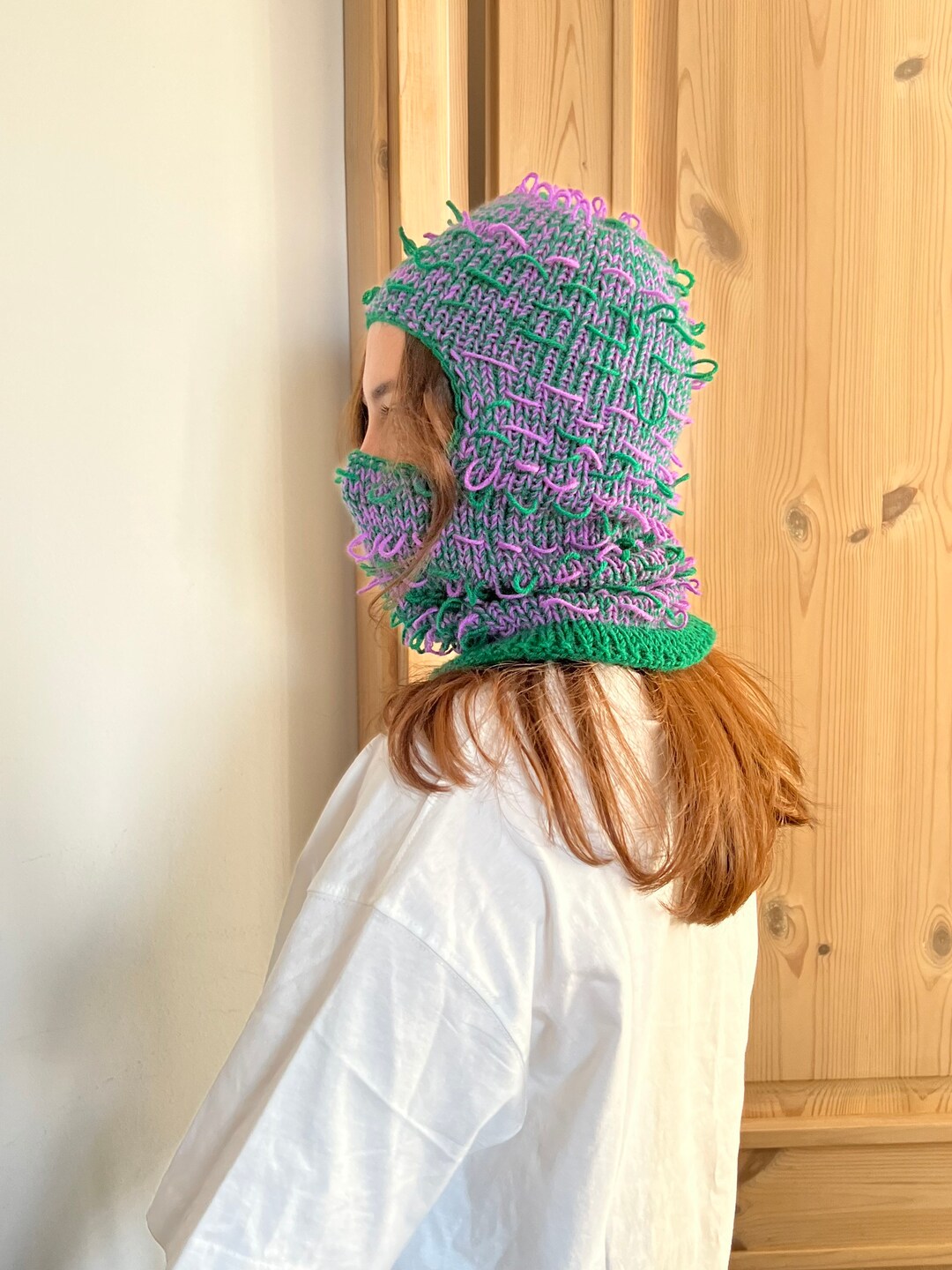Hand Knitted Balaclava Winter Hat Face Mask Etsy