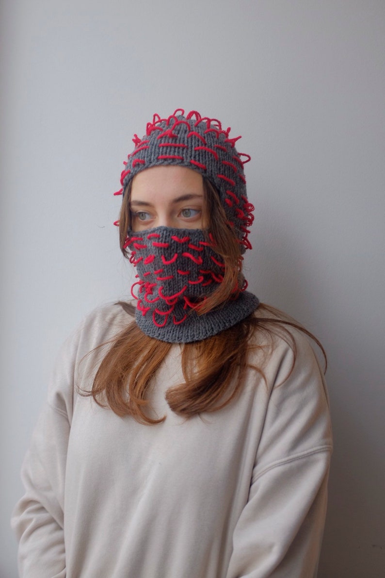 Hand Knitted Balaclava Winter Hat Face Mask Etsy