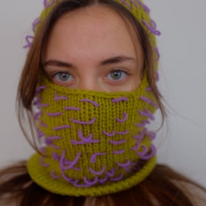 Handmade Wool Balaclava: Distressed Knit Full Face Mask