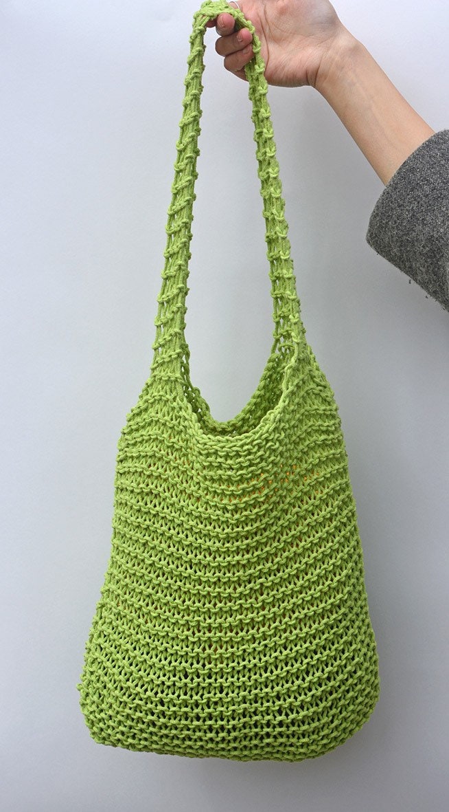 Cotton hand knitted bag for women Great gift for her Beach | Etsy