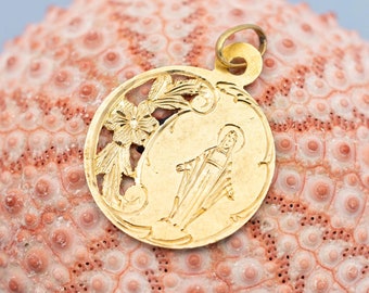 Pendentif Religieux Ancien En Or 18 Carats - Style Vintage, Métal Or Jaune - Occasion