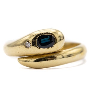 Solid 18 k gold Snake ring - Victorian symbol of eternal Love - romantic sapphire gift - engagement ring of Queen Victoria - Love you