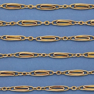 French solid gold Chain Necklace - 18 Karat yellow gold - Paperclip Openwork Chain - Antique Chain - Victorian Necklace - 31,3 Inch - 23gr