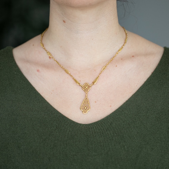 18k solid gold Antique Necklace - light Art Nouve… - image 10