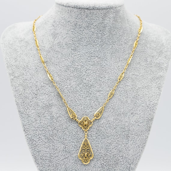 18k solid gold Antique Necklace - light Art Nouve… - image 3